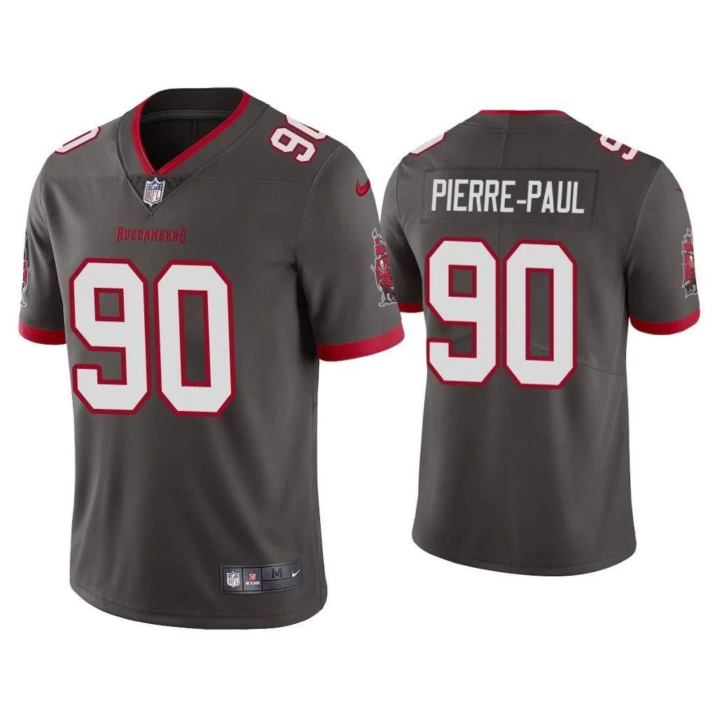 Men Tampa Bay Buccaneers 90 Jason Pierre-Paul Nike Grey Vapor Limited NFL Jersey.